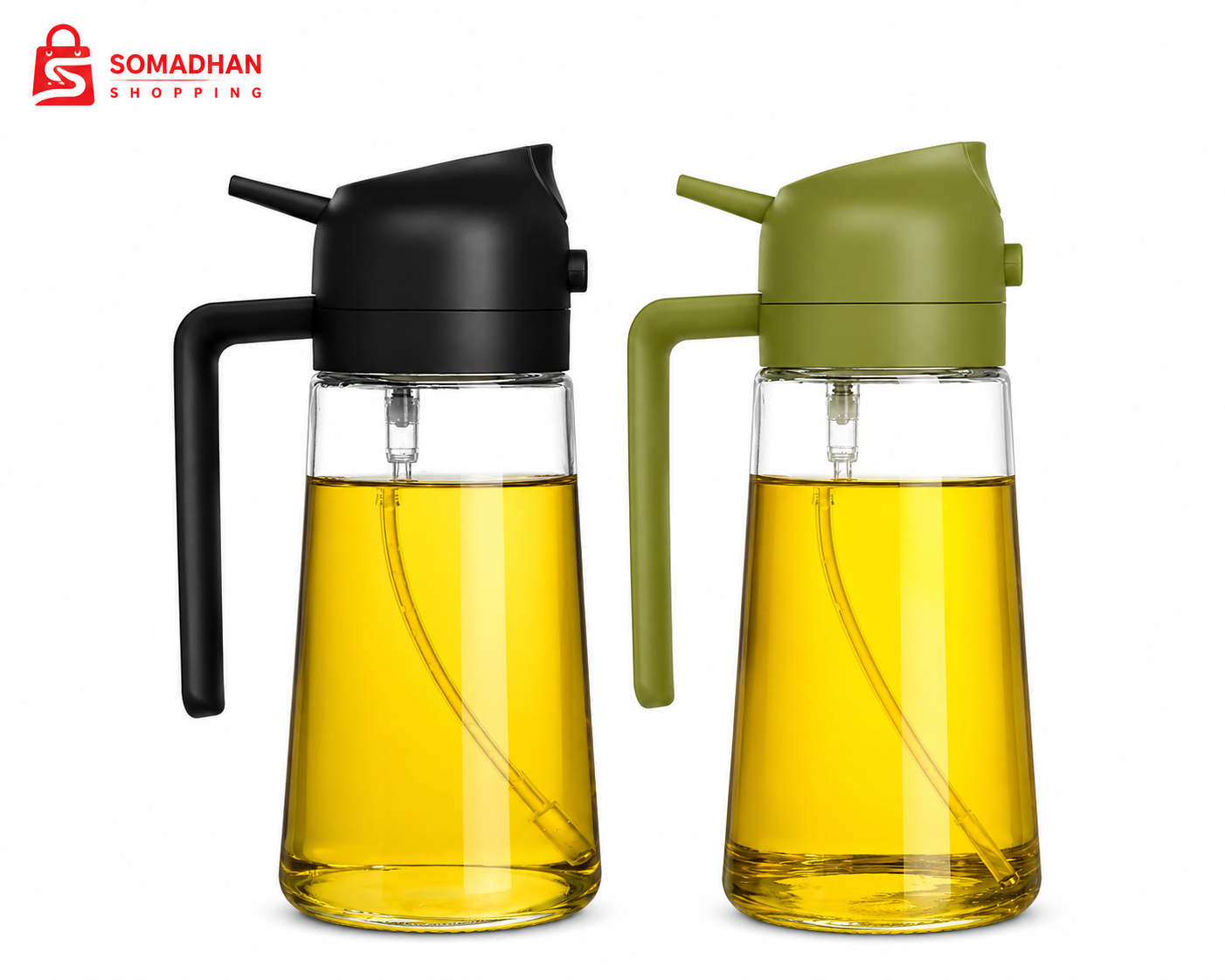 2-in-1 Oil Sprayer & Dispenser Bottle – Glass Cooking Oil Bottle