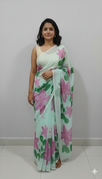 হ্যান্ড প্রিন্ট শাড়ি